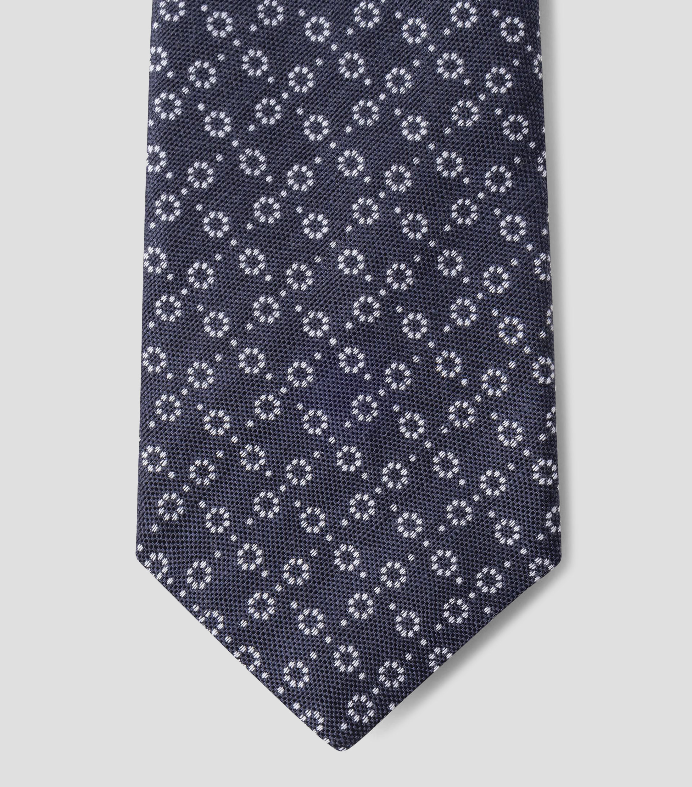 Corbata ancha en seda y lino con estampado